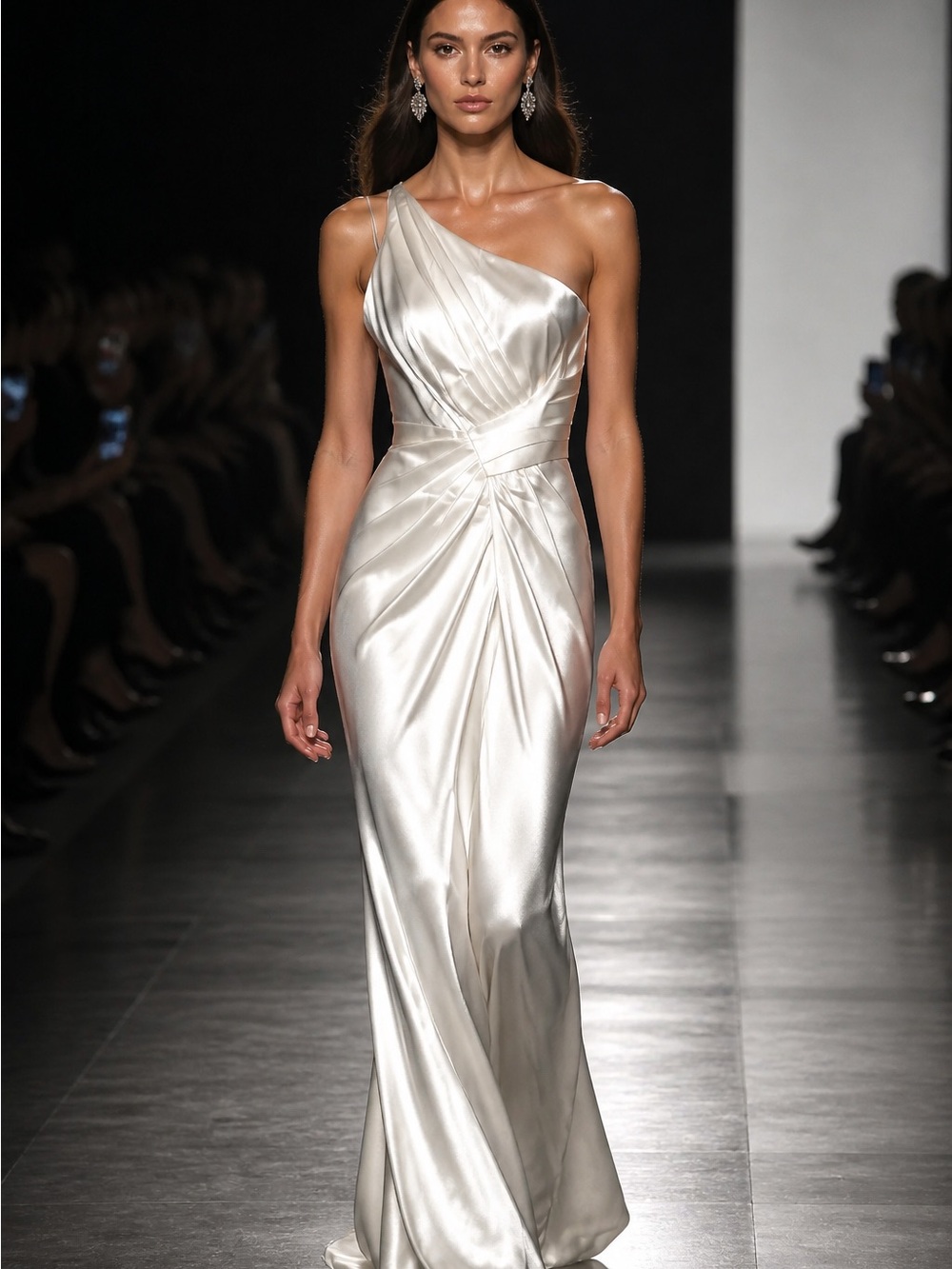 Amazon Essentials One-Shoulder Satin Evening Dress in Ivory